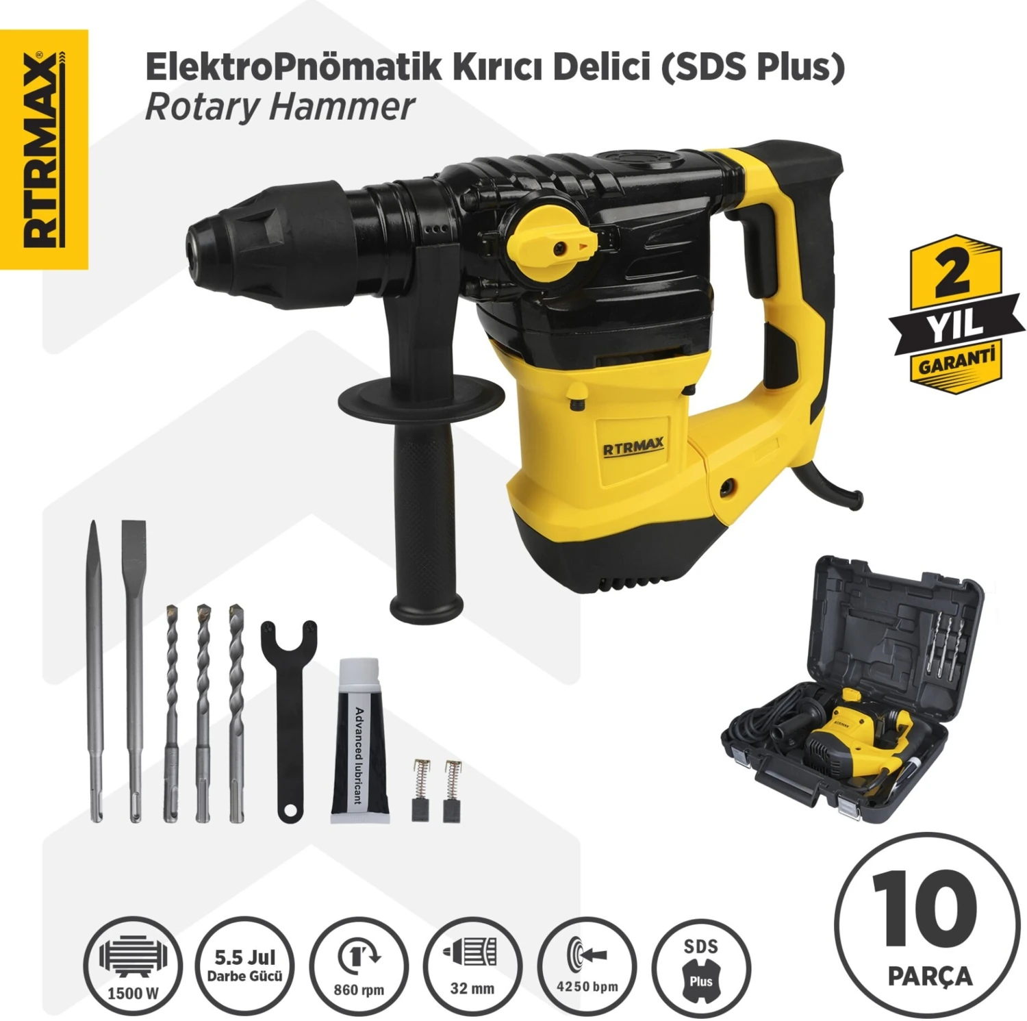 RTM2330 Elektropnömatik Sds Plus Kırıcı ve Delici 1500 W 5.5 Jul 32 mm