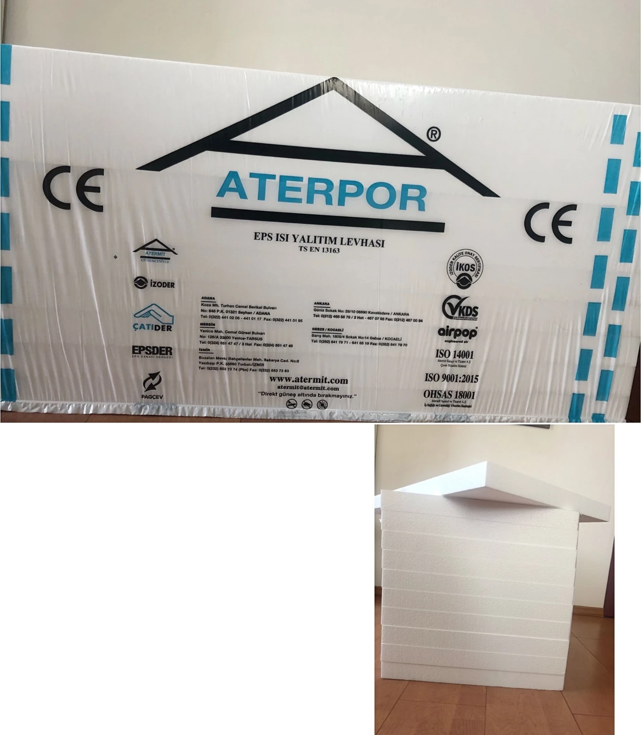 Strafor Beyaz Eps Isı Yalıtım Levhası Mantolama Levhası 10 x 50 x 100 cm