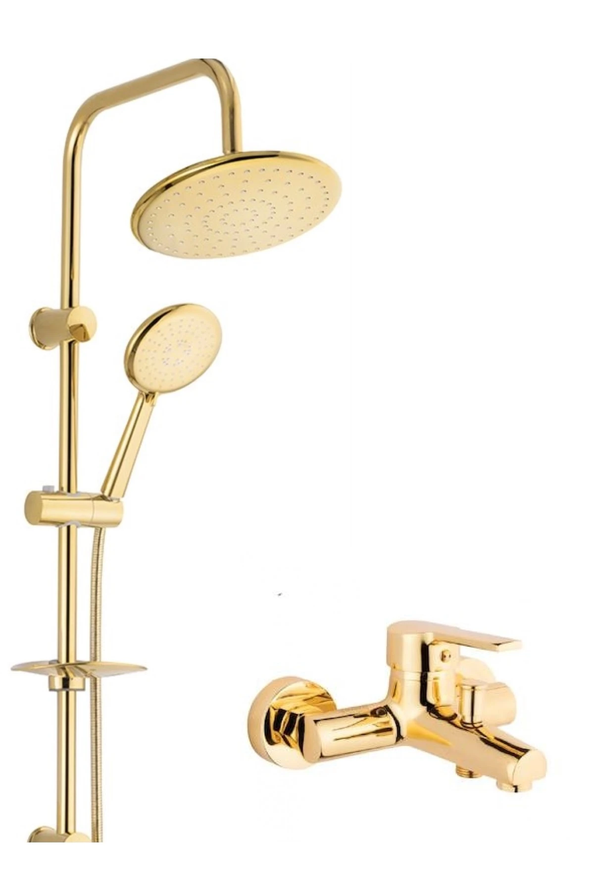 Gold Altın Renk Kaplama Robot Duş Seti Ve Banyo Bataryası 2’li Set Eng