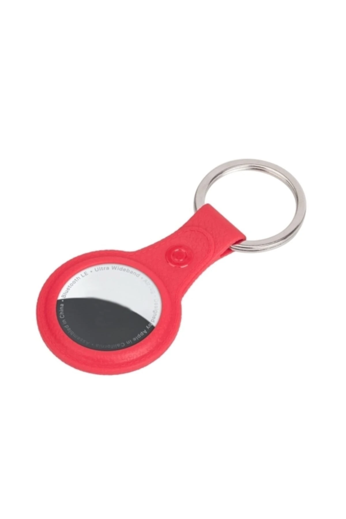 Ally Airtag Için Asma Halkalı Deri Desenli Anahtarlık Kılıf Kırmızı
