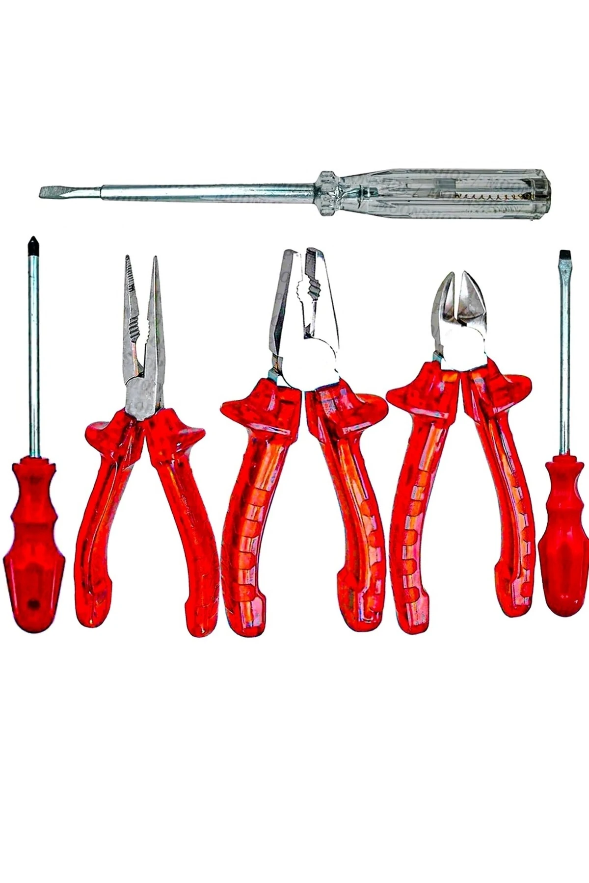 Pense Yan Keski Karga Burnu Düz Tornavida Kontrol Kalemi Takım Seti...