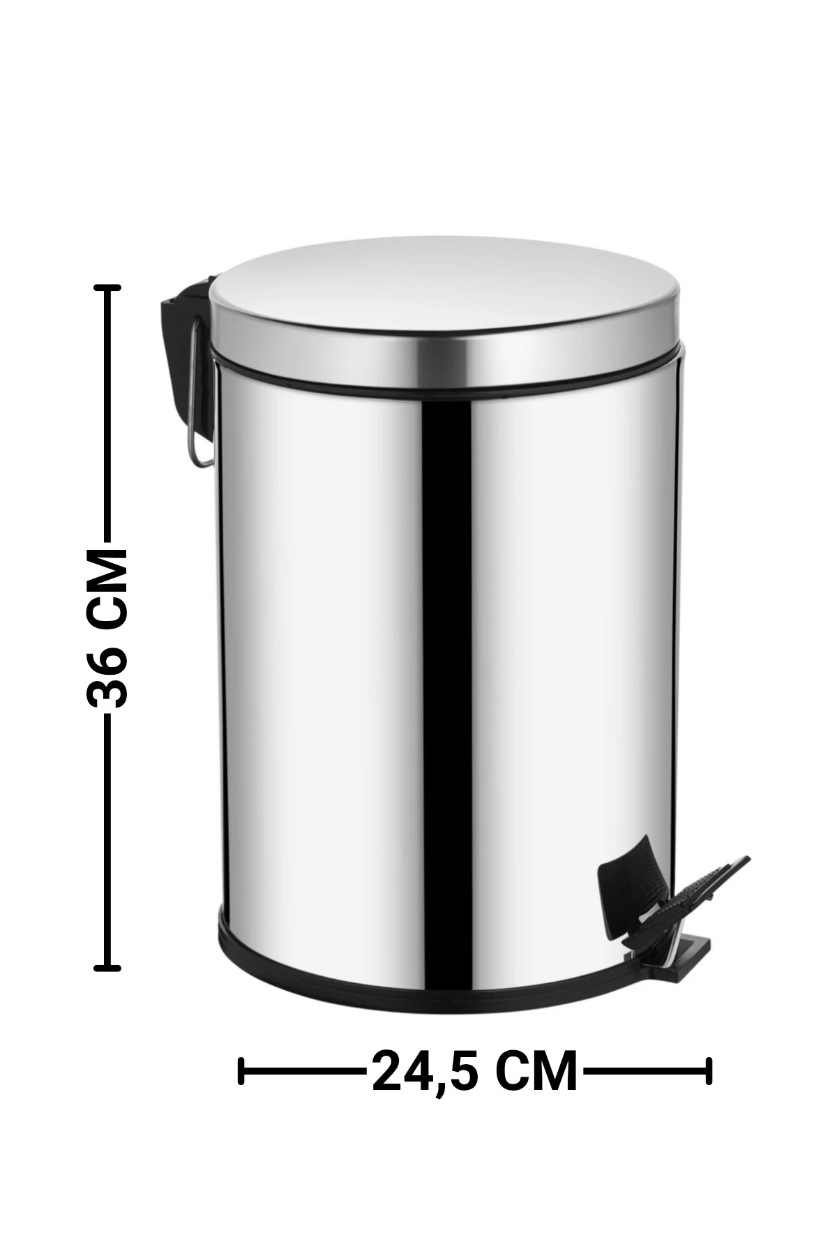 12 Litre Çöp Kovası Metal Paslanmaz Çelikli Pedal Çöp Kutusu Tuvalet Banyo Balkon Mutfak