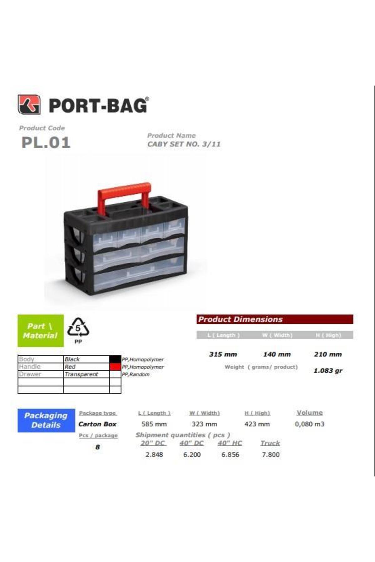 Portbag PL01 Caby 3/11 Çekmece Seti