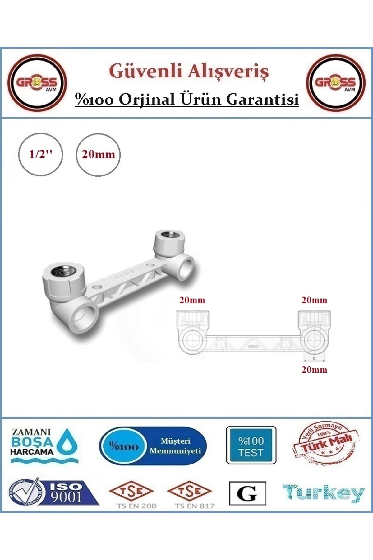 PPRC Batarya Bağlantı Şablonu - 20mm - 1/2''