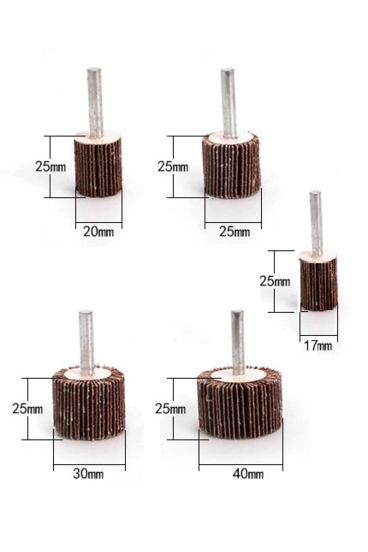 Mop Zımpara Saplı Silindir Zımpara Seti 5 Parça 60 Kum Daire Zımpara Takımı Ahşap Metal Zımparalama