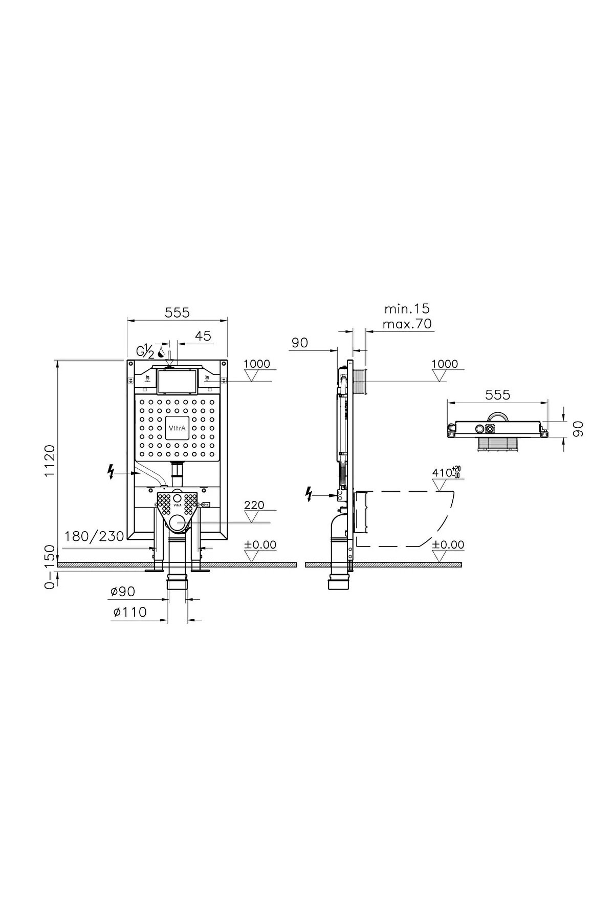 Gömme Rezervuar Duvar Önü Alçıpan Uygulamalı Set, 8 Cm, 2,5/4 Litre 768-5801-02