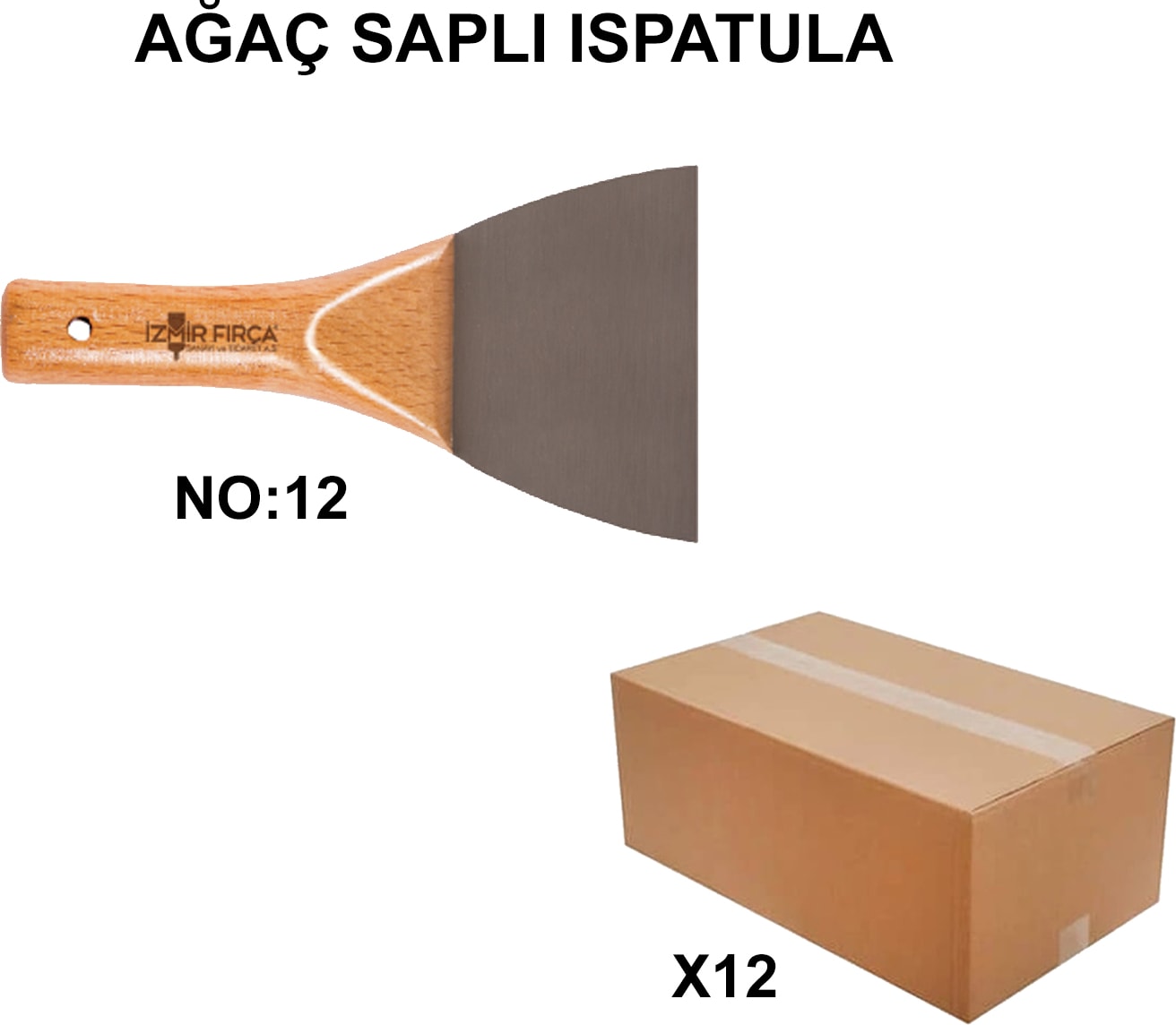 İZMİR FIRÇA Izmir Fırça Arge Toptan Ağaç Saplı Ispatula No:12 - 12 Adet 006812