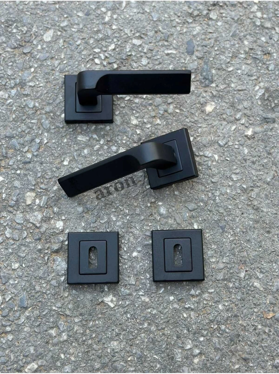 Paslanmaz Çelik Siyah Kare Oda Kapı Kolu Takım