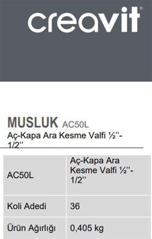 AC50L Aç-Kapa Ara Kesme Valfi