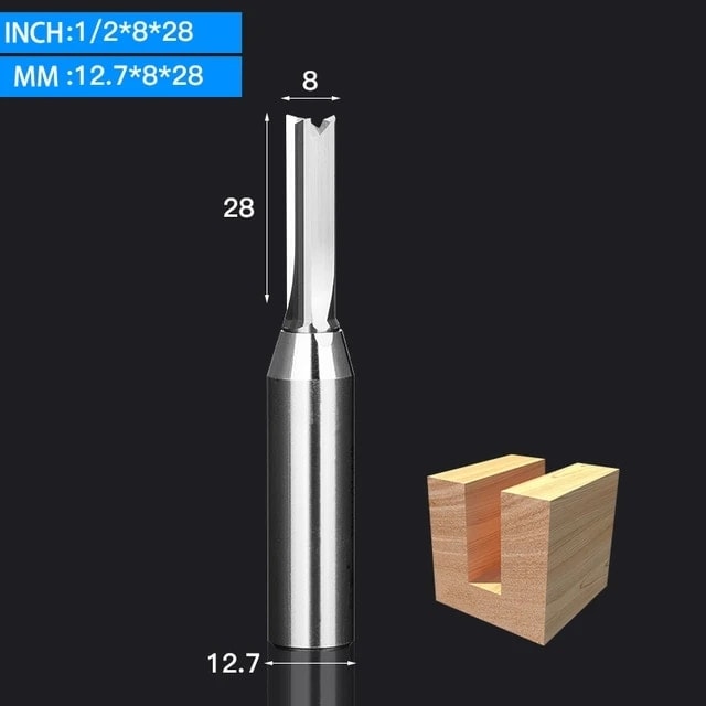 12.7X8X28 Vsharp 3 Flüt Çok Fonksiyonlu Tct Düz Bit 12.7mm Hızlı Planya Kesme Karbür Alaşım Ağaç Işleme Yönlendirici Bit Ahşap Mdf (Yurt Dışından)