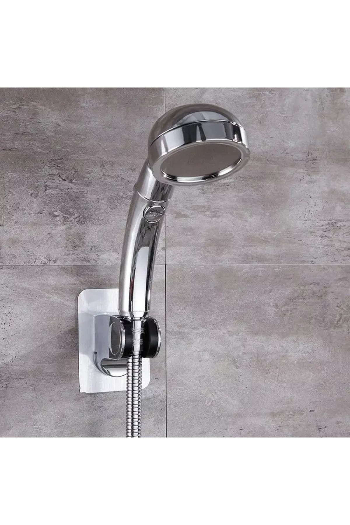 3 Fonksiyonlu Stoplu Krom Duş Başlığı, Krom Mafsal Ve Örgülü Hortum Duş Seti
