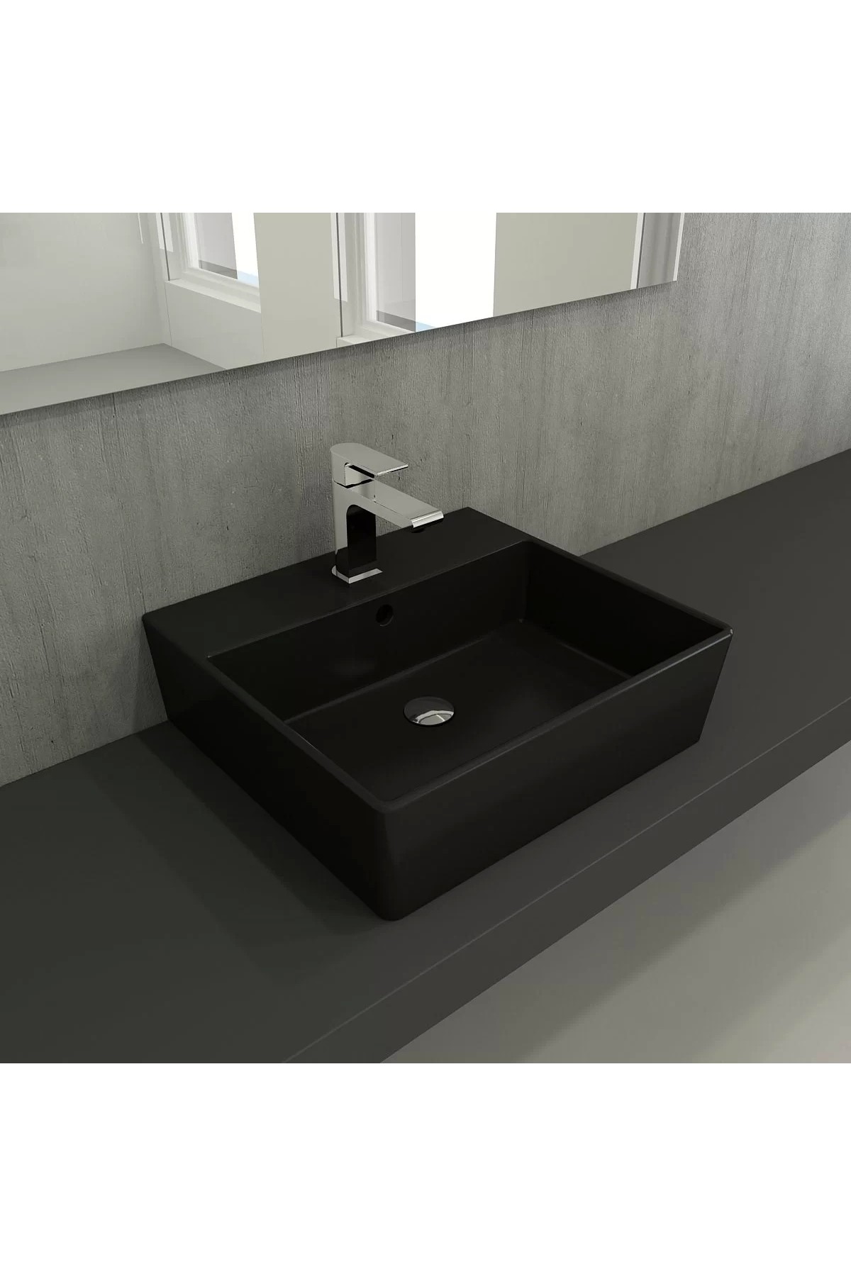 Milano 50 Cm Çanak Lavabo Batarya Delikli Mat Siyah 1216-004-0126