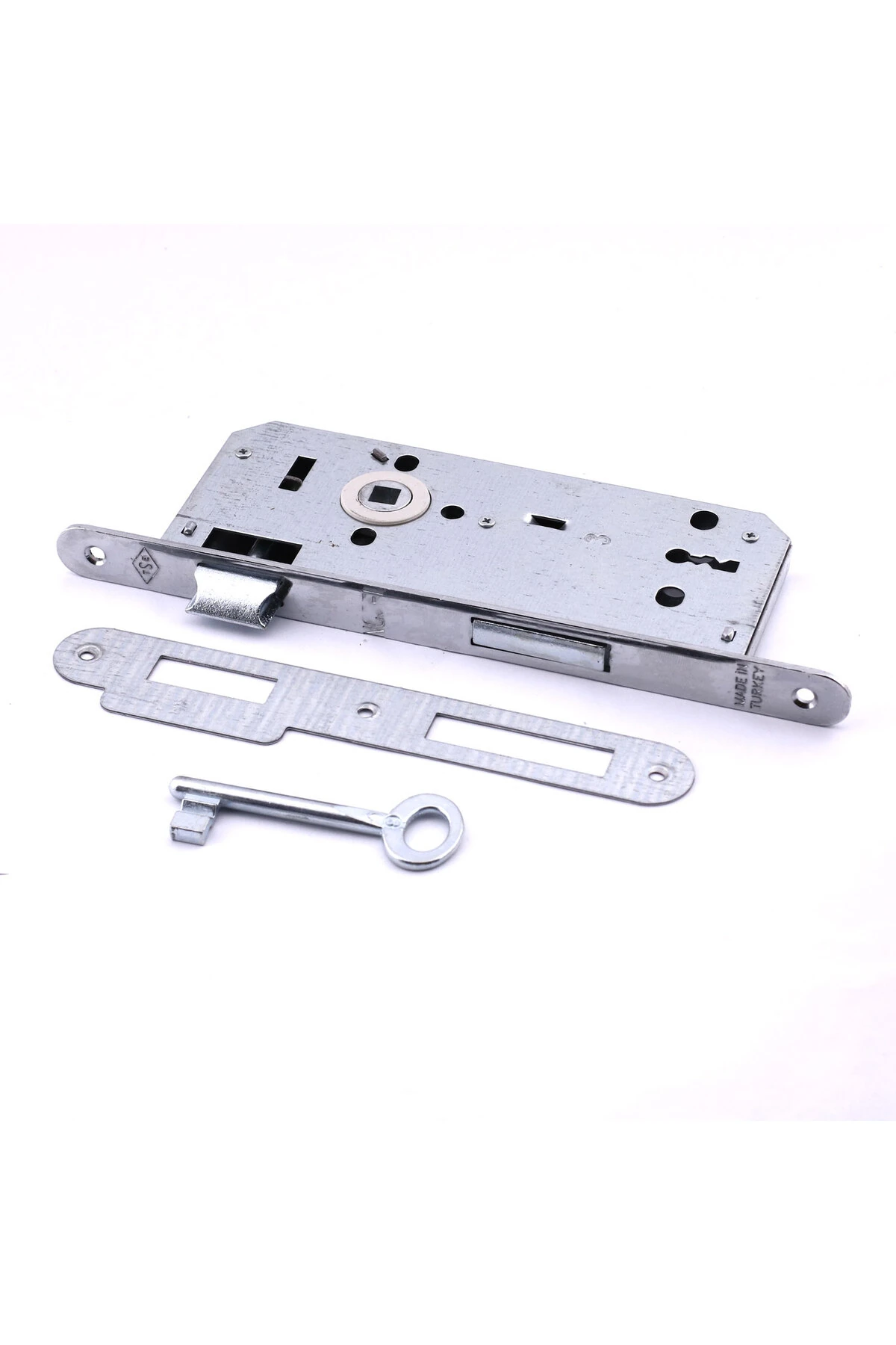 Oda Kapısı Gömme Kilit 18 x 45mm Göbek Ölçülü Metal İç Kapı Kilidi 1 Anahtarlı Dayanıklı Montaj Seti