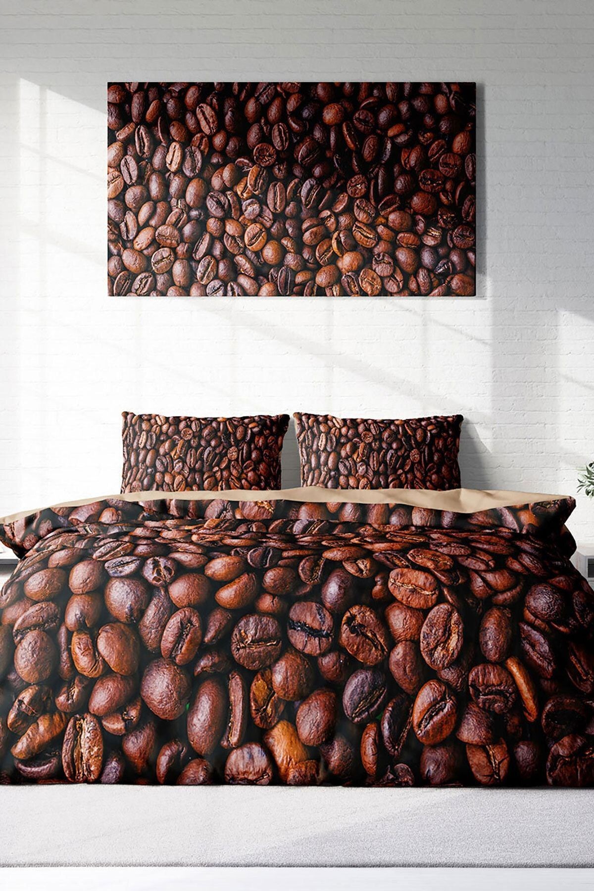 Coffee Duvet 3d Pamuk Saten Çift Kişilik Nevresim Takımı