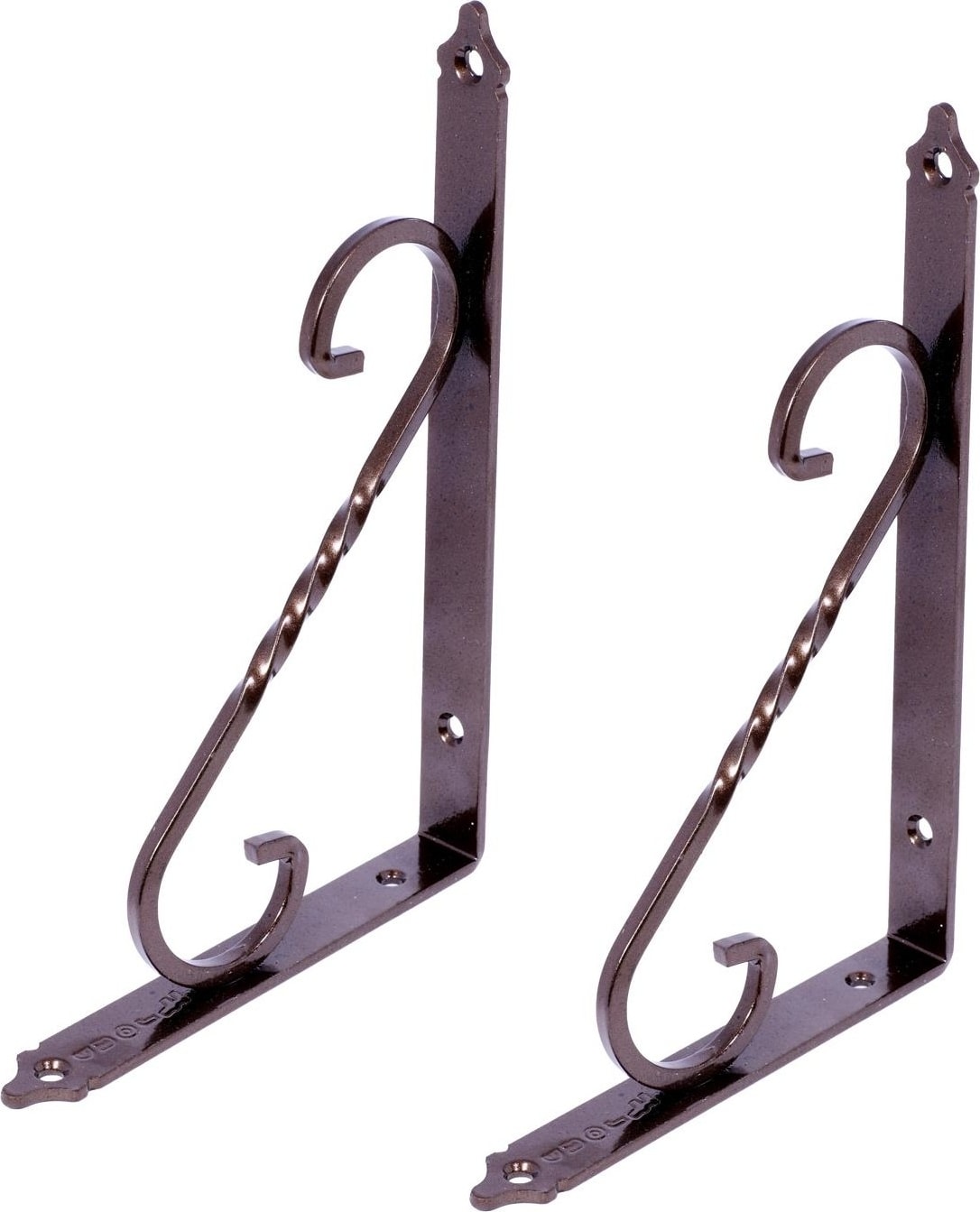 4 Adet Dekoratif Ferforje Raf Altı Metal L Ayak 11X15.5 Eskitme Bakır