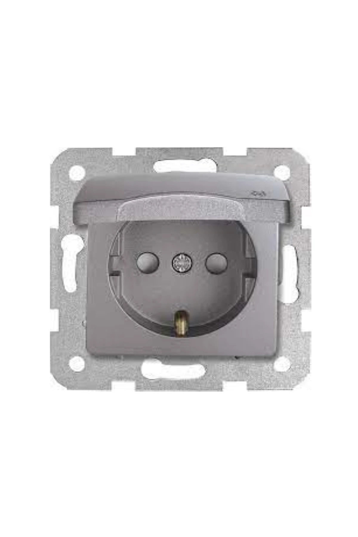 LİNNERA MEK.TUŞ KAPAKLI TOPRAKLI PRİZ (ÇOC.KOR ) GRANİT GRİSİ