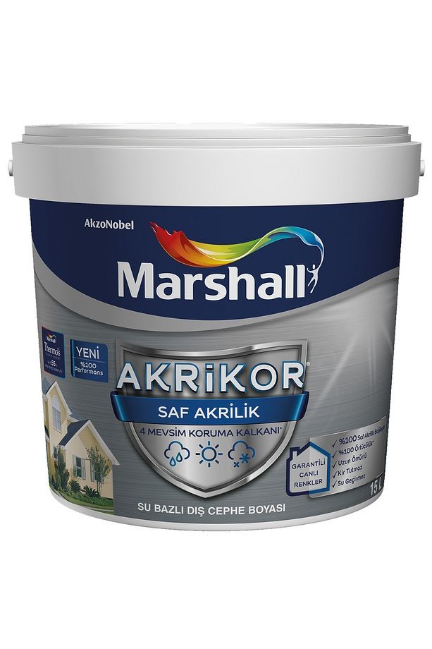 Akrikor Saf Akrilik Boya Beyaz 15 Lt (20 Kg)
