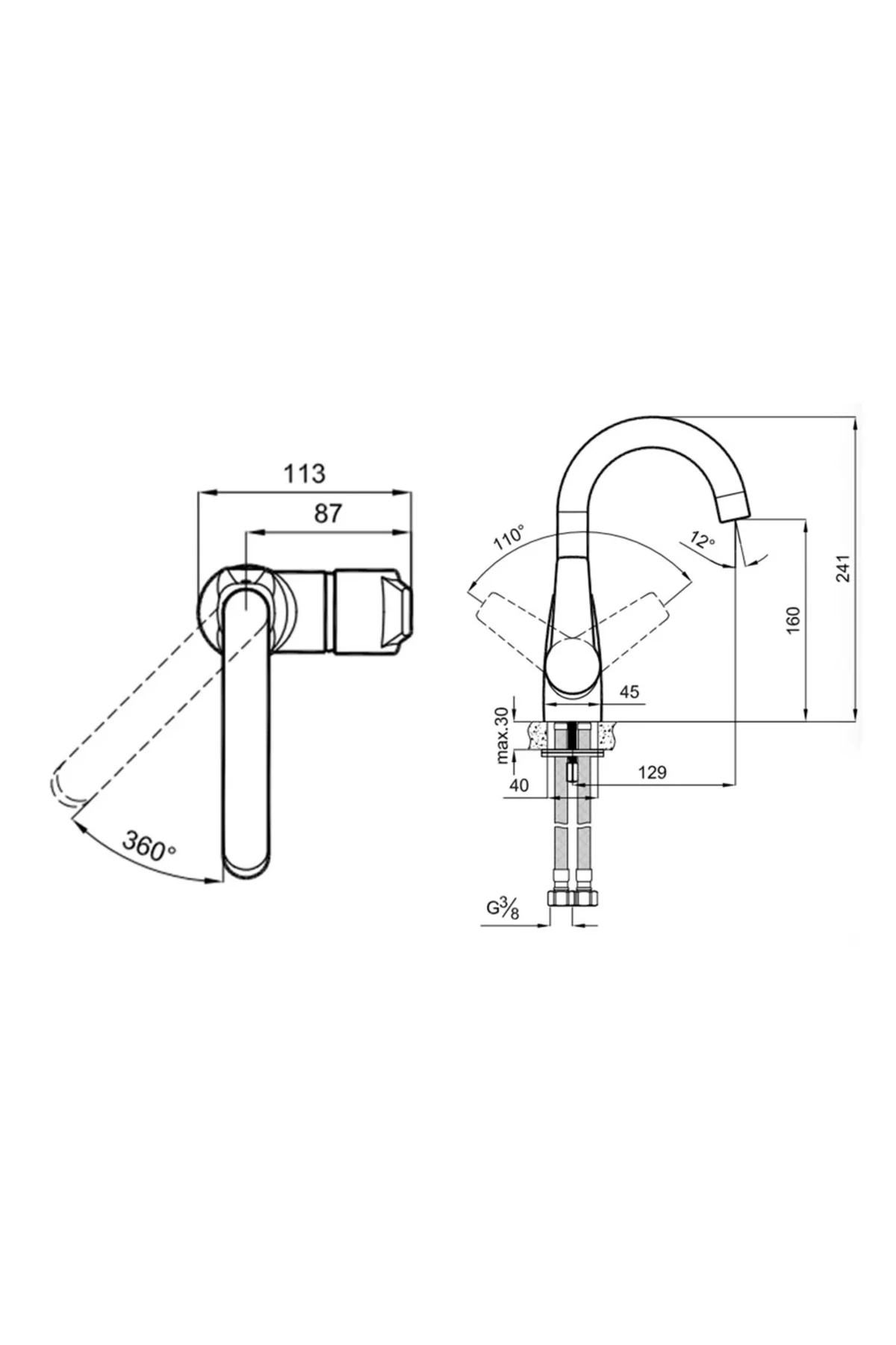 MARE S DÖNER BORULU LAVABO BATARYASI