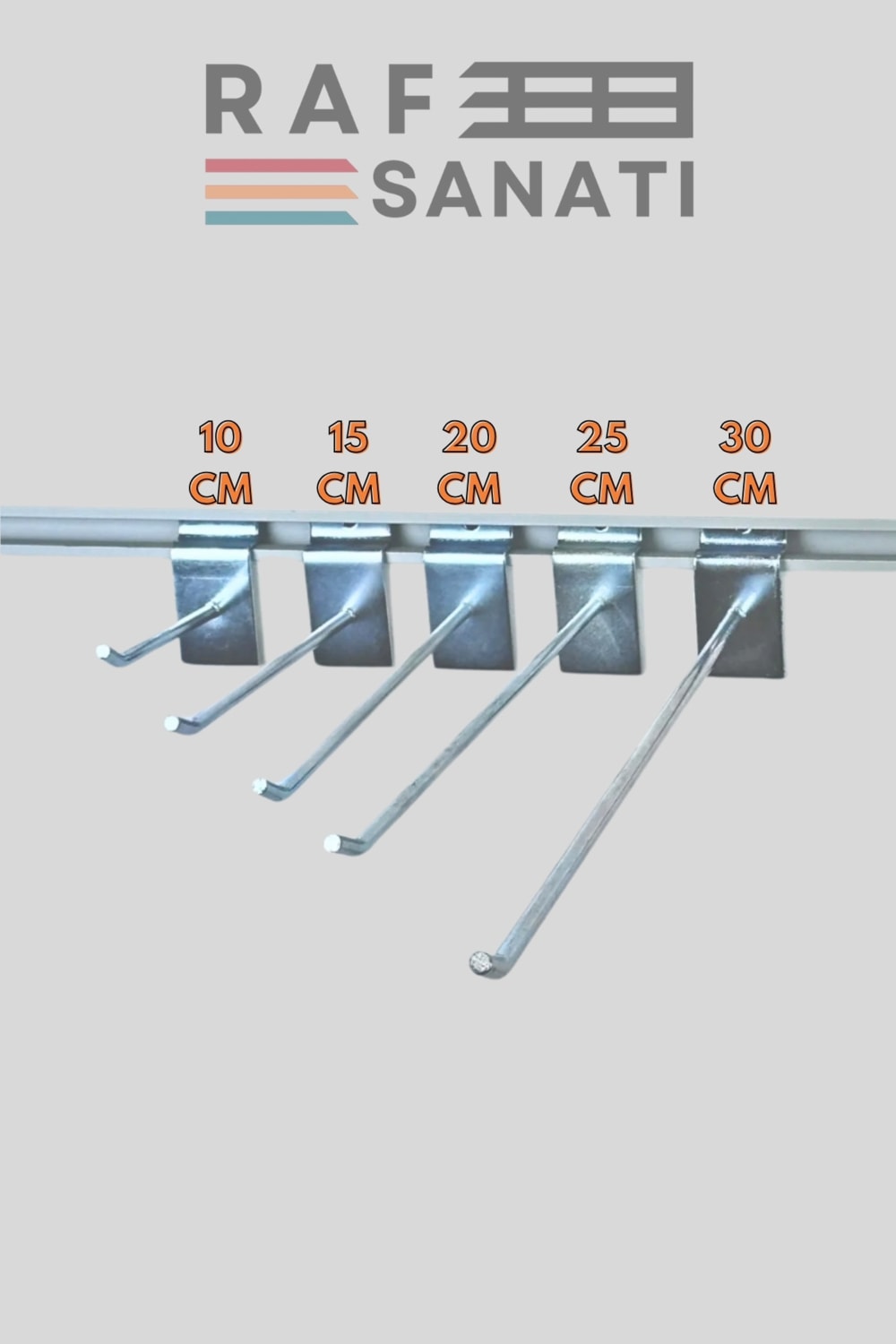 50 Adet Kanallı Pano Kancası 15 cm - Askı Kanca Raf Askısı Raf Aksesuar Tel Askı Raf Kancası