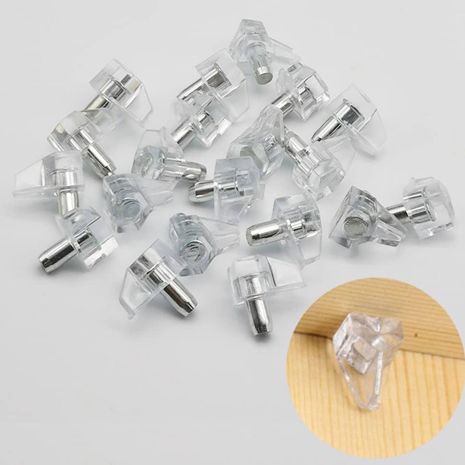 Kristal Raf Pimi Şeffaf Cam Ahşap Metal Raf Tutucu Çivisi Mobilya Dolap Pimi (100 Adet)