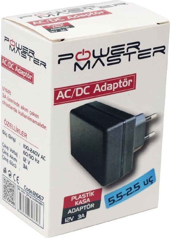 12V-3A Priz Tipi Adaptör 5.5x2.5mm Jak Fişli