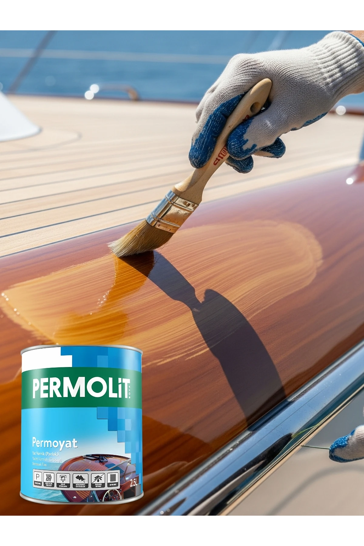 Permoyat Yat Vernik Parlak - (0,75 Lt - 2,5 Lt) UV Korumalı, Süper Parlak Ahşap Koruyucu