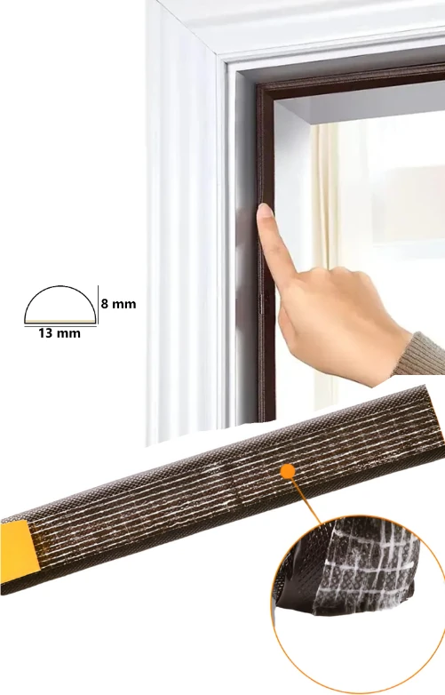 Yapışkanlı Kapı Pencere Fitili 4 Metre Uzun Ömürlü ve Kaliteli Hammadde Ses Toz Isı Yalıtım Fitili