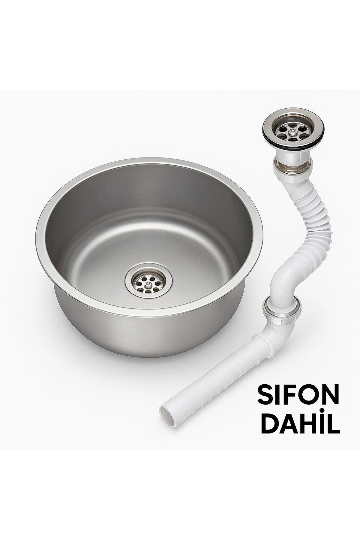 Paslanmaz Krom Evye Mermeraltı Eviye K-38 Sifon Dahildir