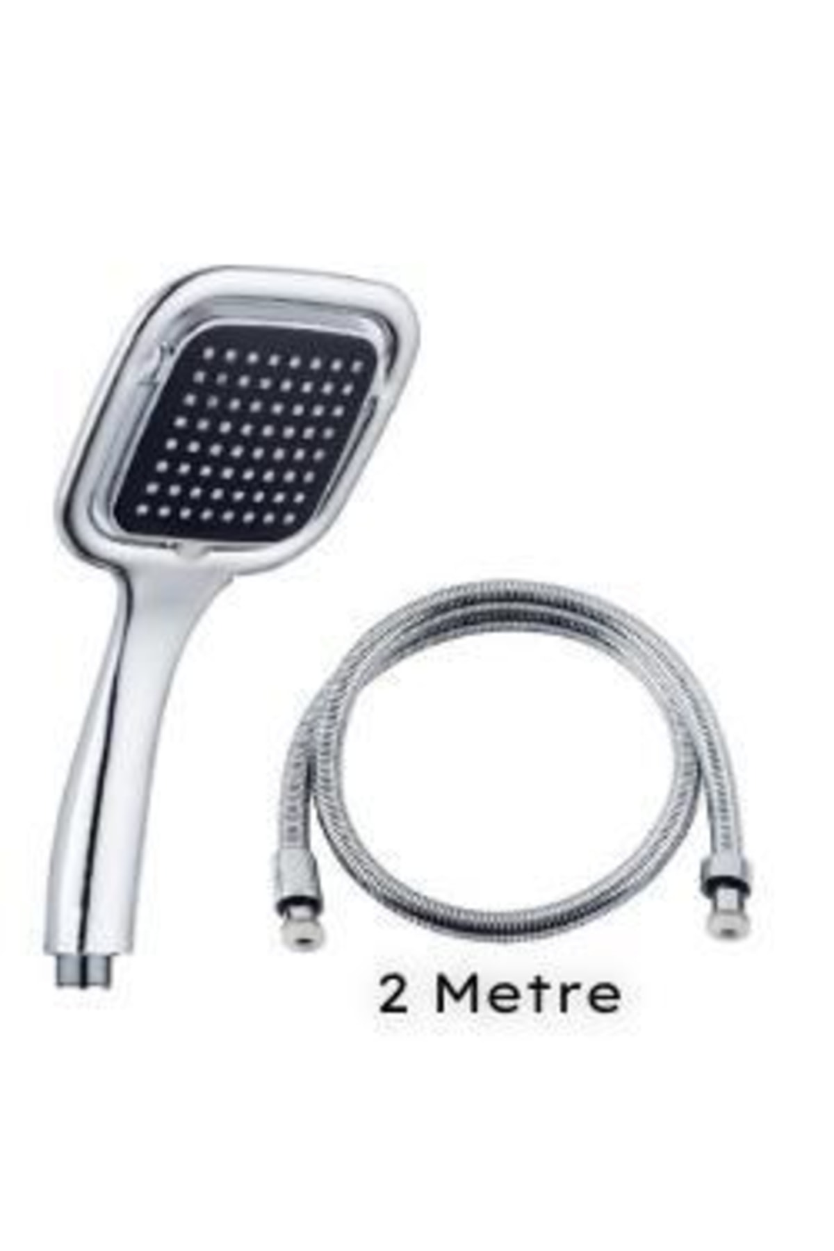 Siyah Kare Banyo Duş Seti 2 Metre Duş Hortum Ve Başlık Set
