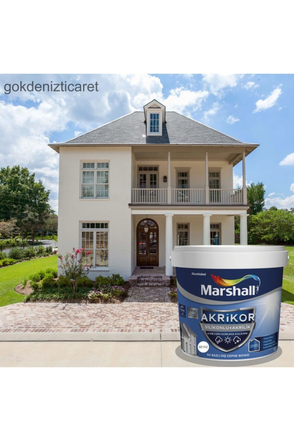 Dış Cephe Boyası Akrikor Silkonlu Akrilik 15lt Beyaz-mükemmel Örtücülük-daha Çok Alan Boyar