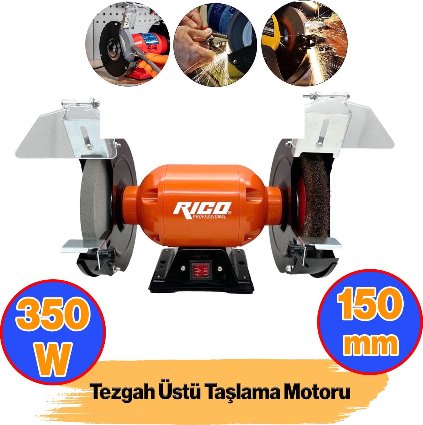 Elektrikli Bıçak Kesici Bileme Taş Motoru 150 mm Zımpara 350 W  Taşlama Metal Tezgah Üstü Çark