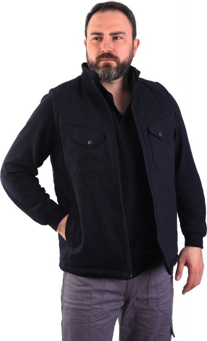 Eser - 7-7 Gabardin Polarlı Yelek - Kışlık - Lacivert Xxxl