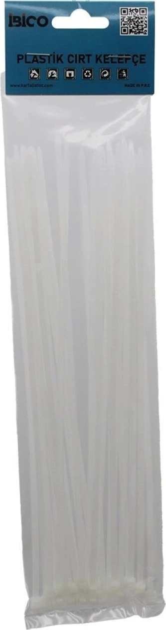 25PCS Beyaz 3.6X250 mm Plastik Cırt Kelepçe