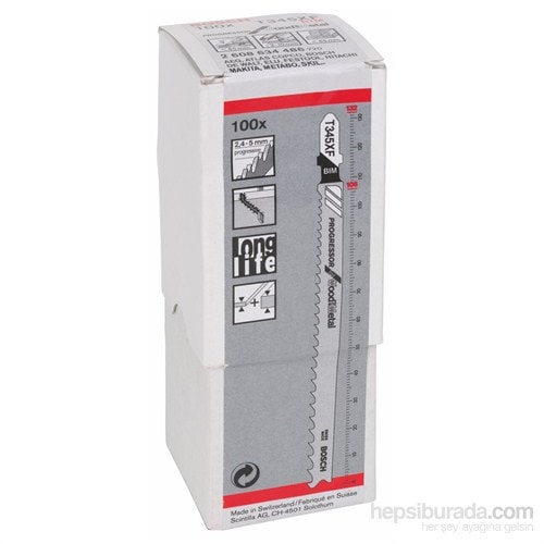BOSCH - Ahşap Ve Metal İçin T 345 Xf Dekupaj Testeresi Bıçağı - 100'Lü Paket