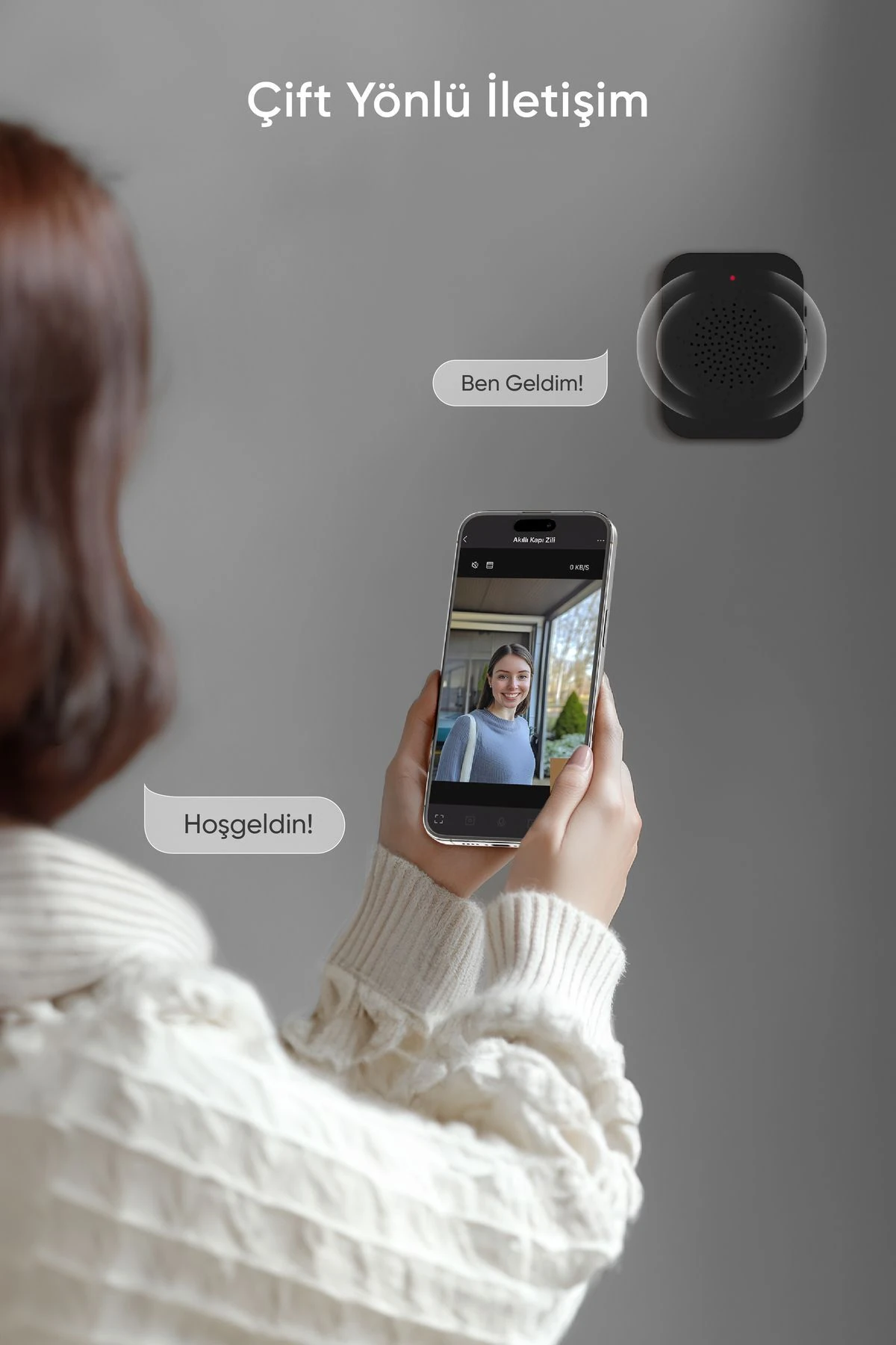 Akıllı Kapı Zili Wi-fi Kontrollü, Gece Görüş, Ses Gönderme Ve Alma