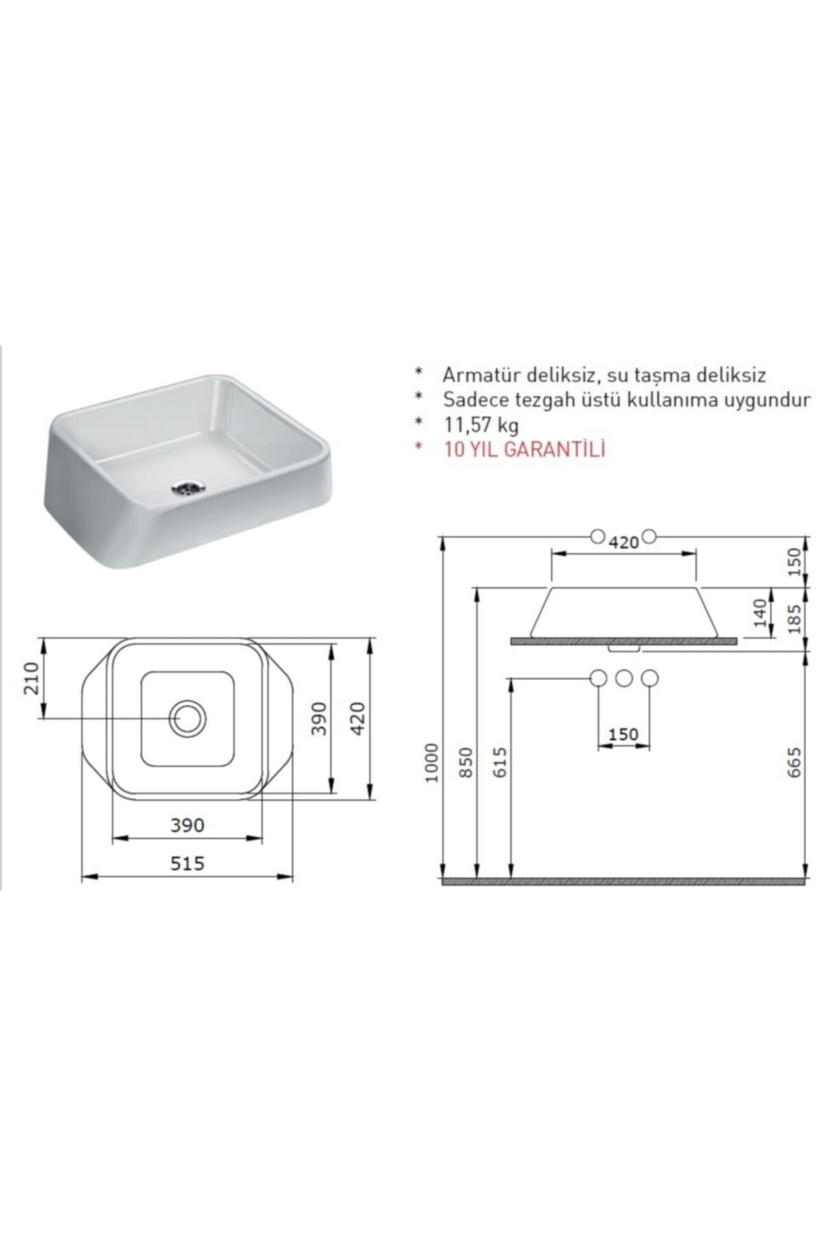 Firenze Çanak Lavabo Parlak Beyaz 1005-001-0125