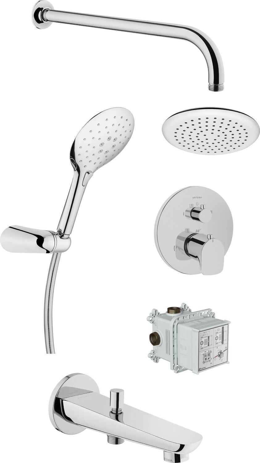 AquaHeat A49259 X-Line Ankastre Duş Seti Krom