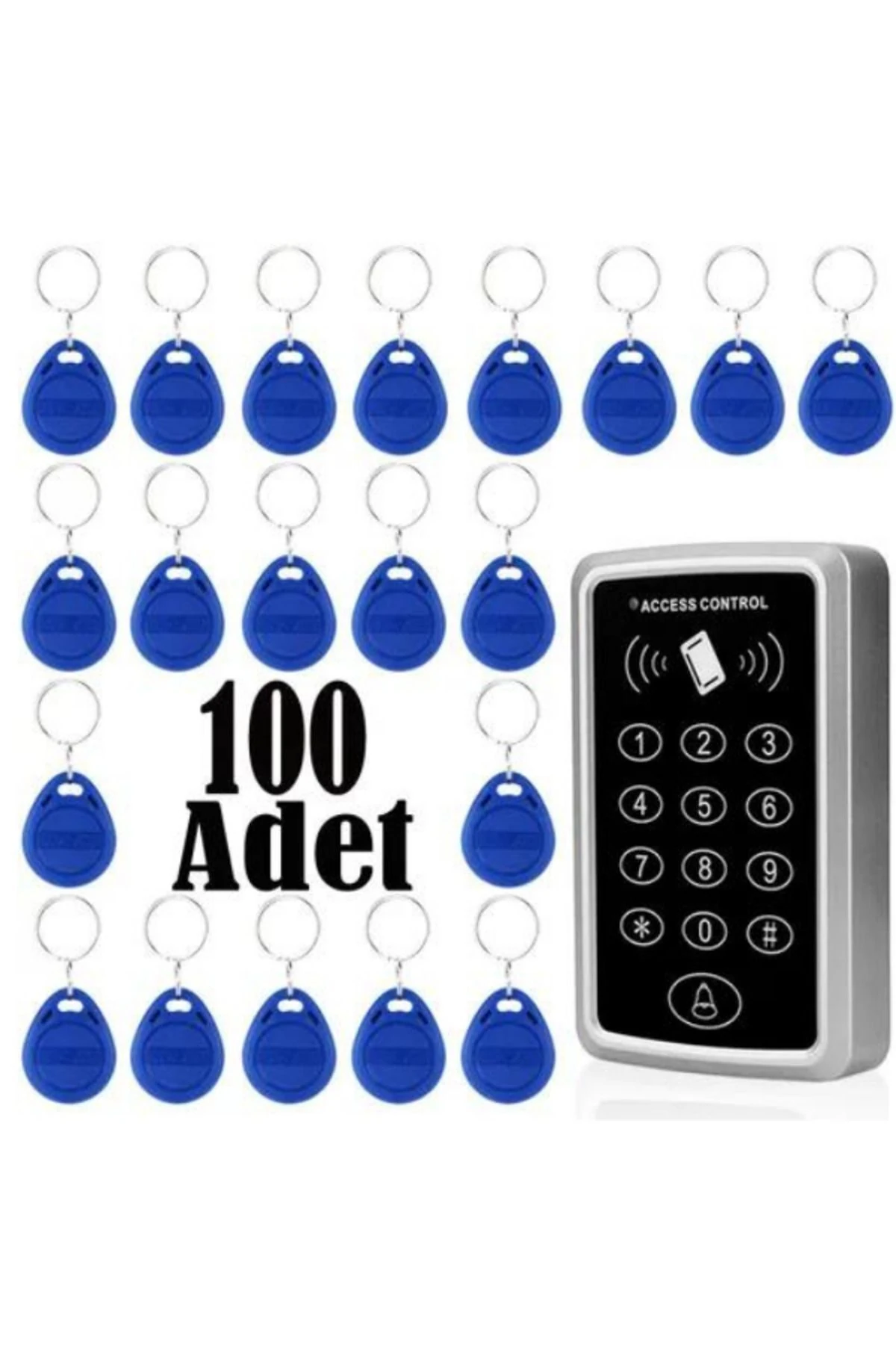 Şifreli Ve Kartlı Geçiş-Rfıd Şifreli Kapı Kilidi - 100 Adet Proximity Anahtarlık