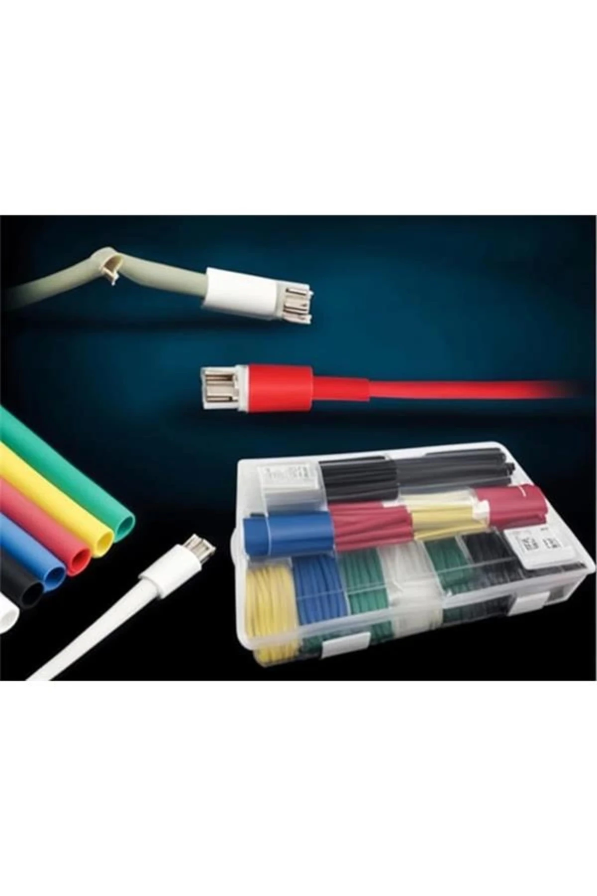 Isı ile Daralan Makaron 560 Parça Karışık Renk 2:1 Daralma Oranı Elektriksel İzolasyon ve