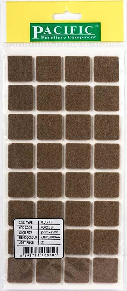Masa Sandalye Keçe Kahverengi 25 x 25 mm 32 Adet