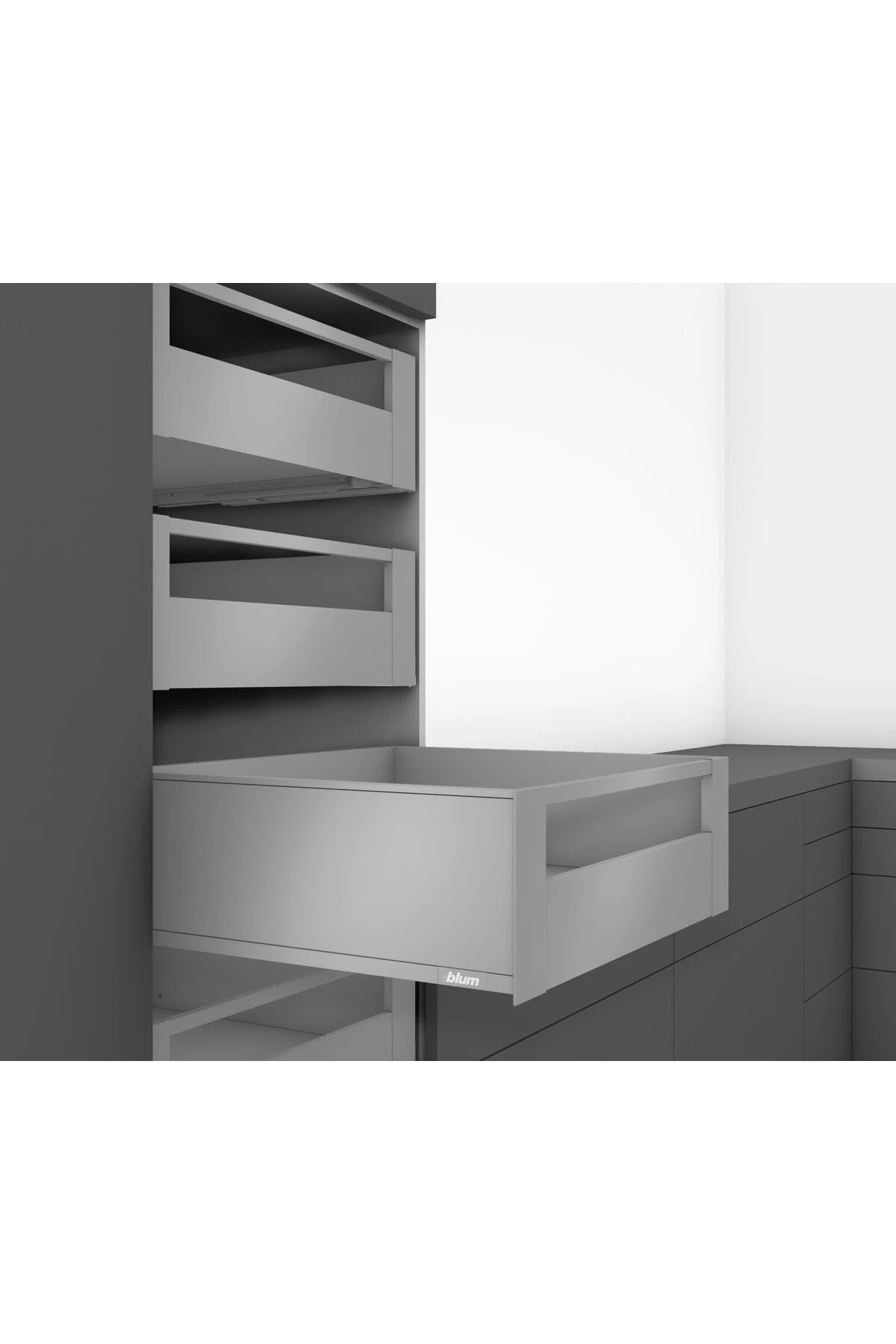 İç Kiler Çekmecesi Legrabox Pure C Yüksek Yanak Önü Camlı 50 Cm. Frenli Otion Orion Gri Ant