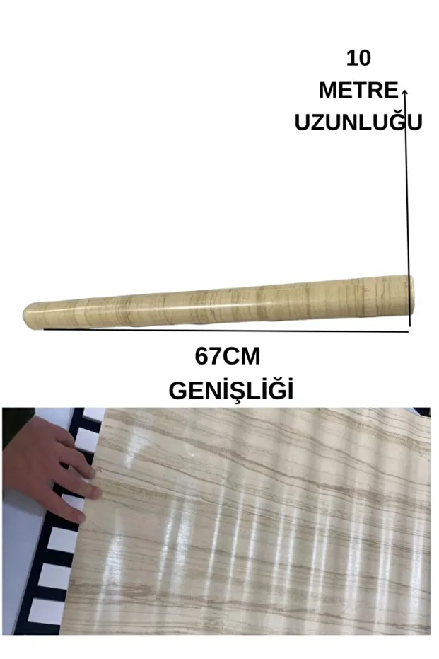 67cm x 10 Metre 1 Adet Yapışkanlı Rulo Bej Traverten Desenli Mutfak Duvar Kaplama Folyosu Kağıdı
