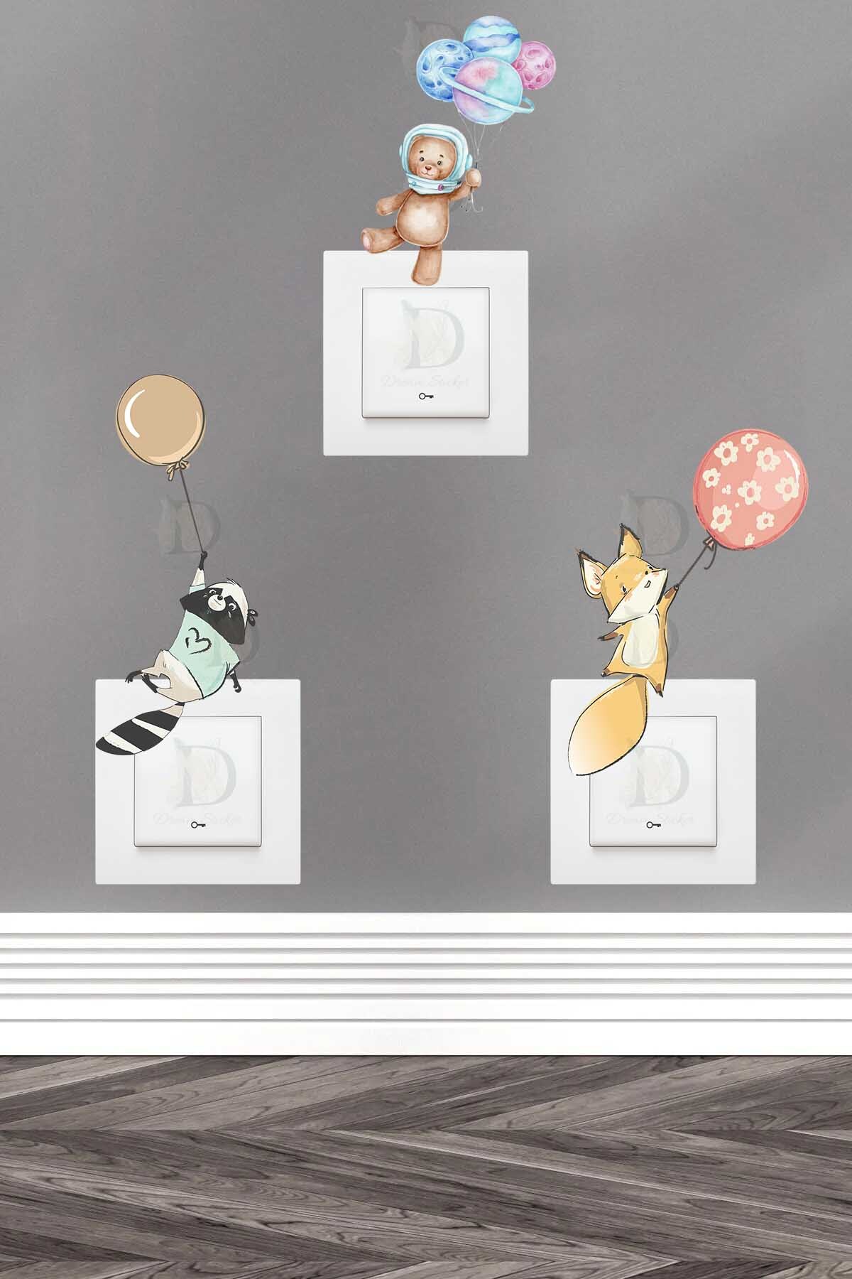 Balonlu Hayvanlar 3'lü Priz Sticker Seti