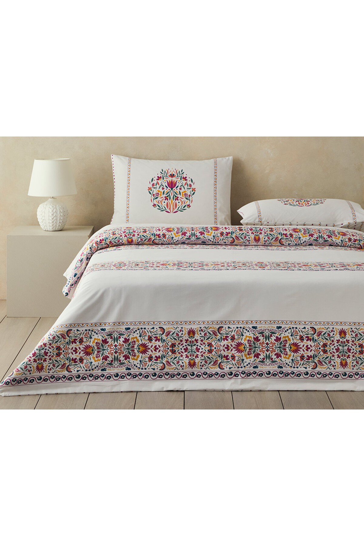 Folk Blossom King Size Nevresim Seti Fuşya