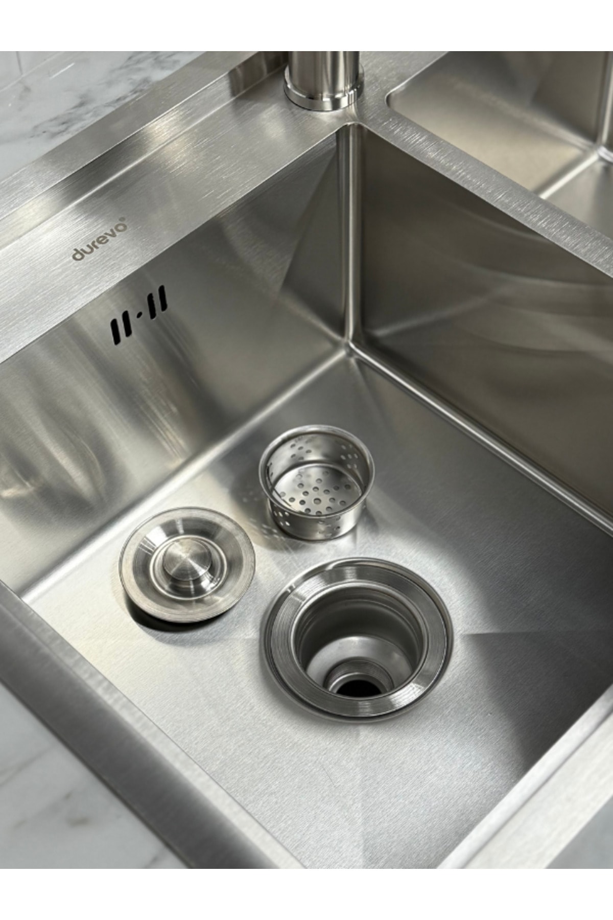 Moderno Paslanmaz Çelik Bardak Yıkamalı Akıllı Mutfak Evyesi Inoks Renk 68x45cm Eviye