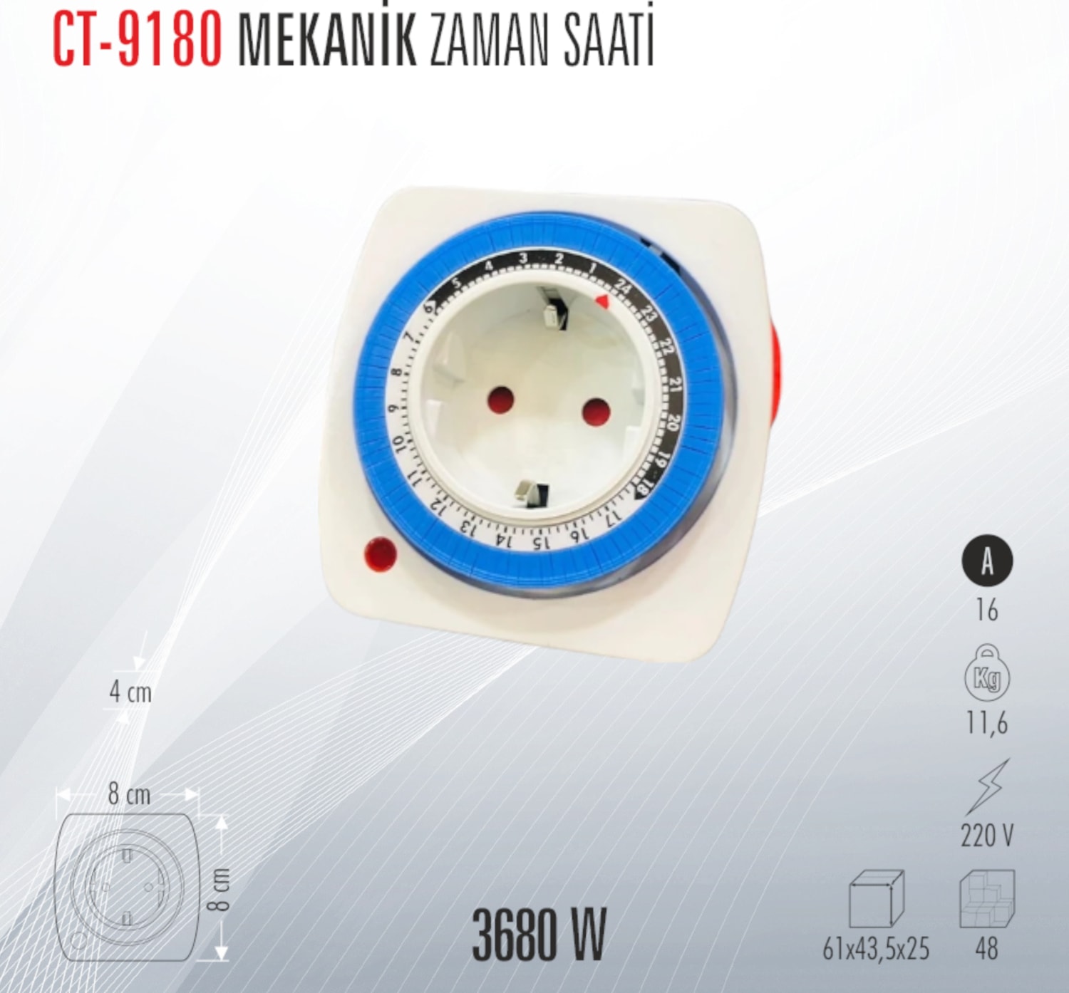 CT-9180 Mekanik Zaman Saat Priz