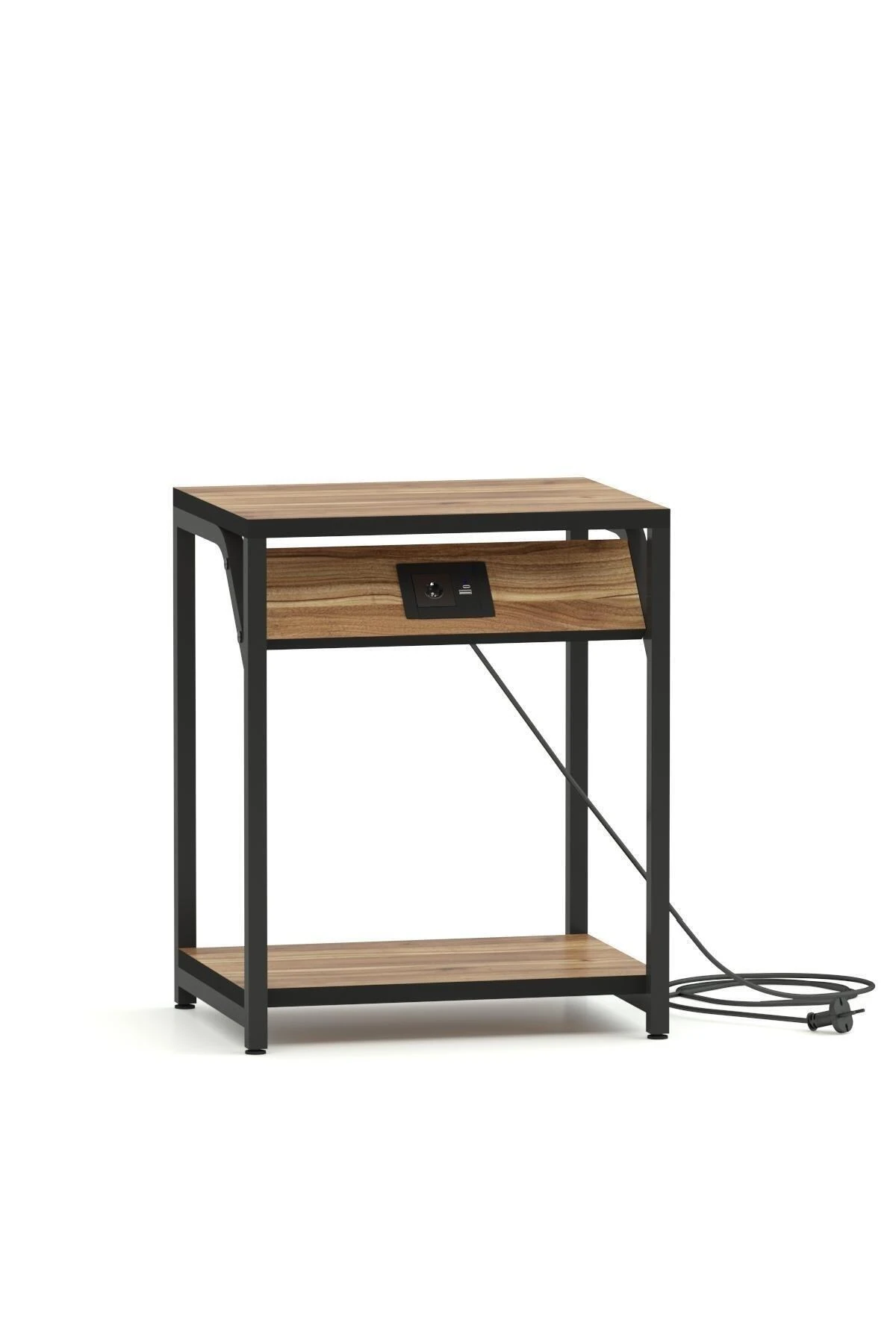 220Volt Priz’li ve Usb Type C Şarj Modüllü Koltuk Yanı Yan Sehpa Komidin Elektrikli Akıllı Sehpa