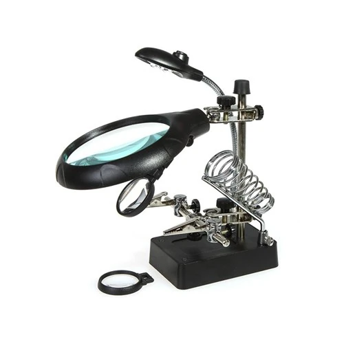 Sline Mg16129c Masa Üstü Ledli Mini Büyüteç Havya Stand Pcb Tutucu