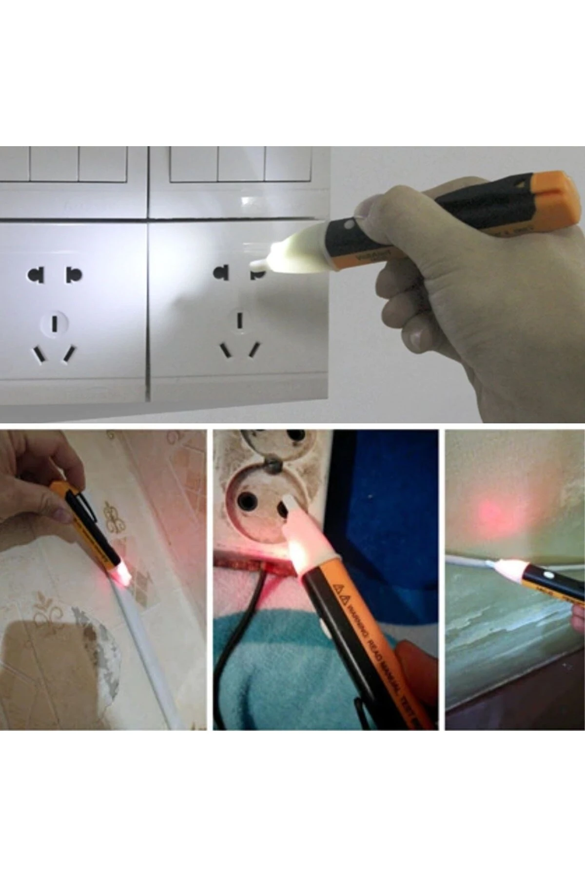 Elektrik Kaçak Dijital Kontrol Kalemi Cihazı -Dedektörlü Temassız Işıklı Kablo Voltaj Test (5314)