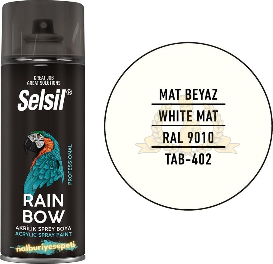 Rainbow Akrilik Sprey Boya Mat Beyaz 400 Ml. - Ral9010